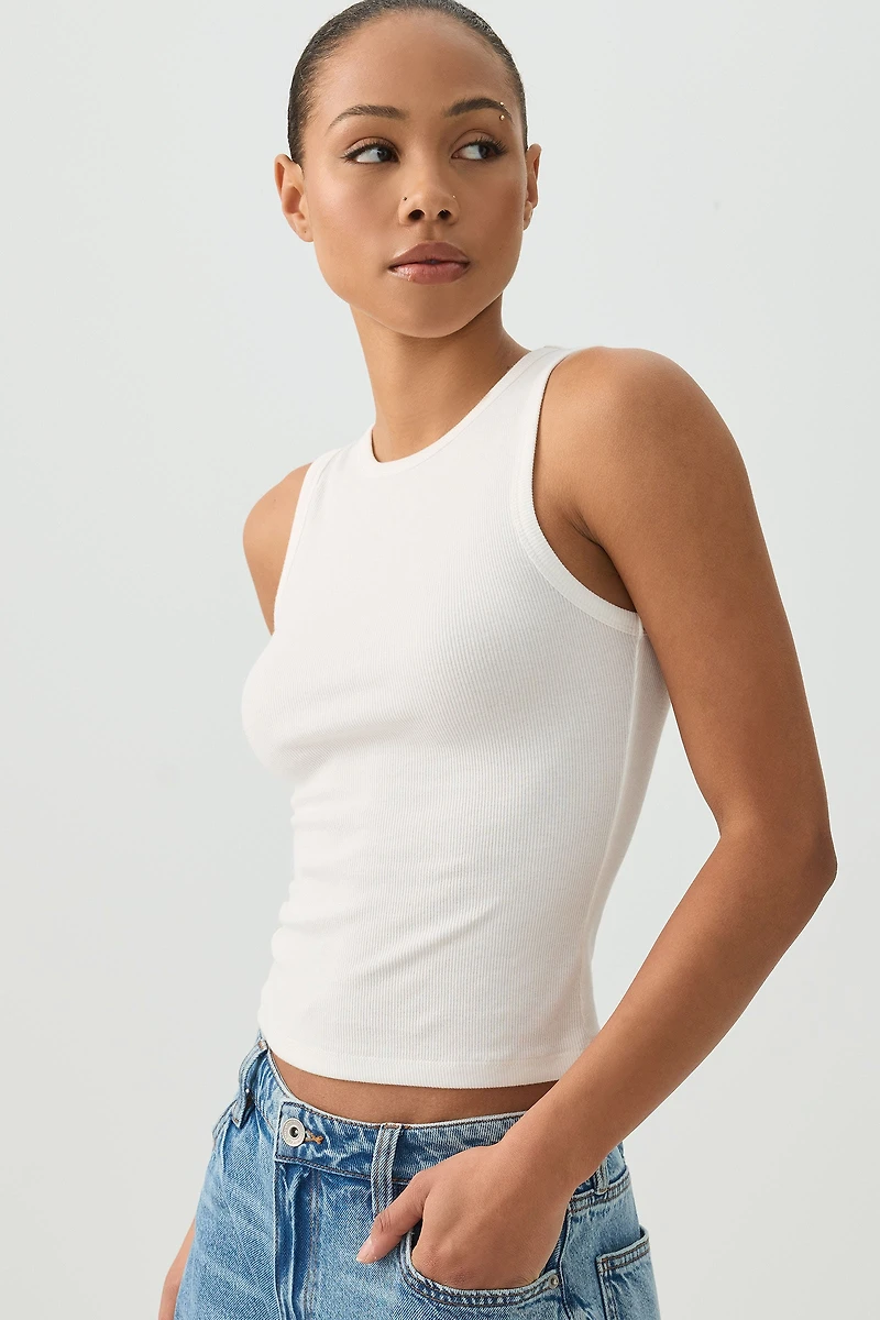 Camisole à col ras-du-cou côtelée Basic