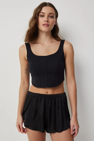 Ardene Satin PJ Shorts in Black | Size Large | Polyester/Spandex | Eco-Conscious