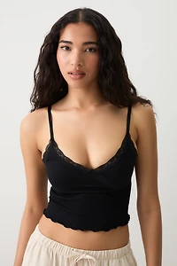 Ardene Seamless Tank With Lace Detail in | Size | Nylon/Elastane