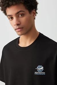 Ardene Man Printed Boxy T-Shirt For Men in Black | Size Large | 100% Cotton