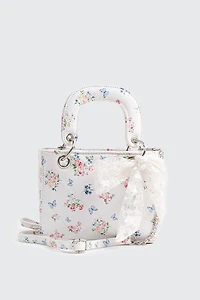 Ardene Handbag with Bow Detail in White | Faux Leather/Polyester | Eco-Conscious