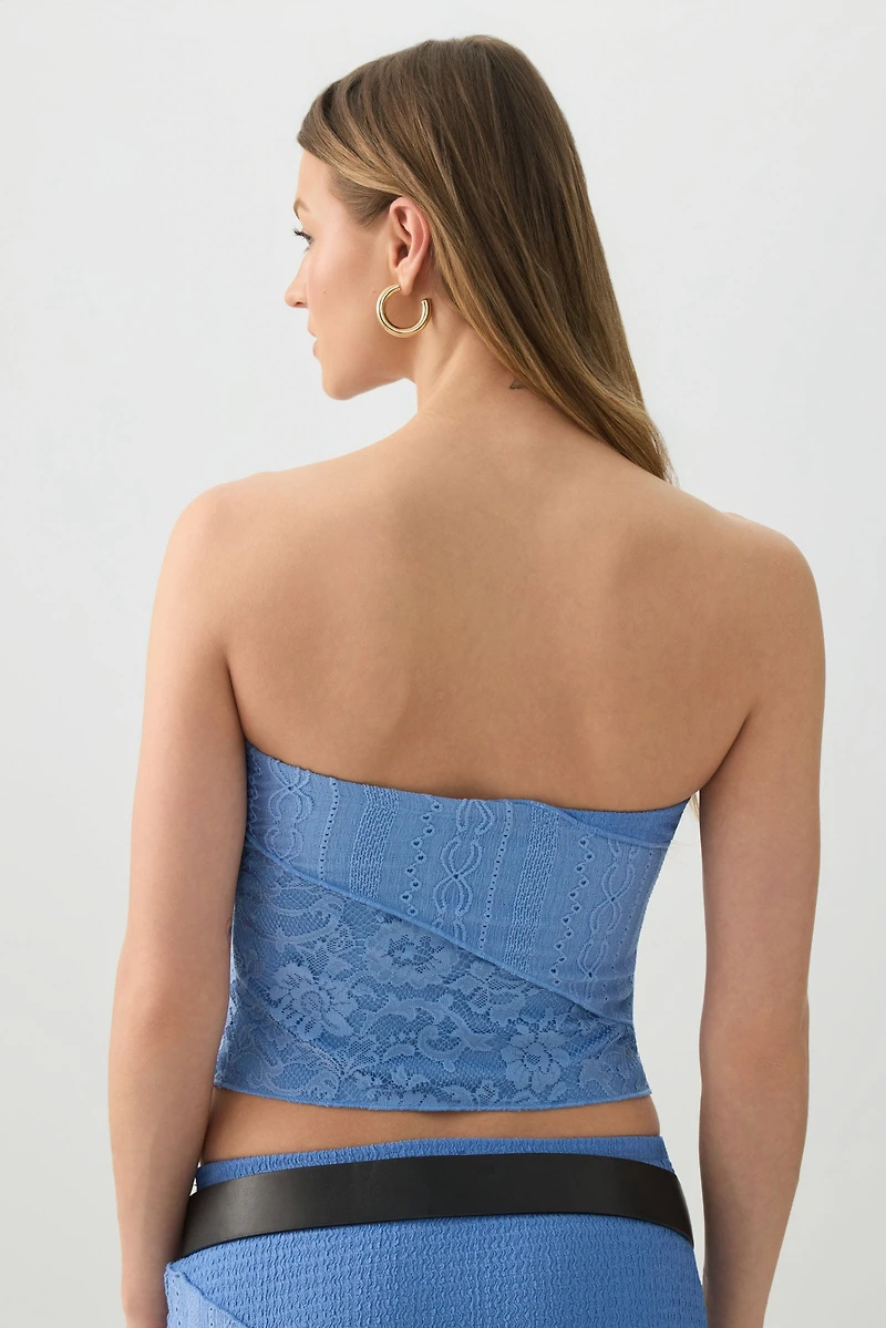 Haut tube en tricot et dentelle patchwork