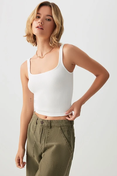 Ardene Basic Crop Seamless Tank Top in | Size Large | Nylon/Elastane | Eco-Conscious