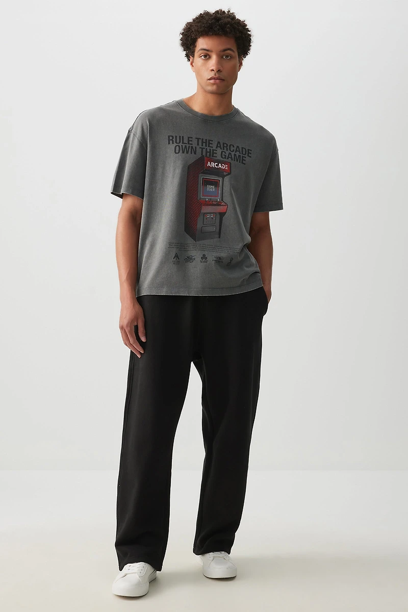Ardene Man Straight Leg Sweatpants For Men in Black | Size | Polyester/Cotton | Fleece-Lined