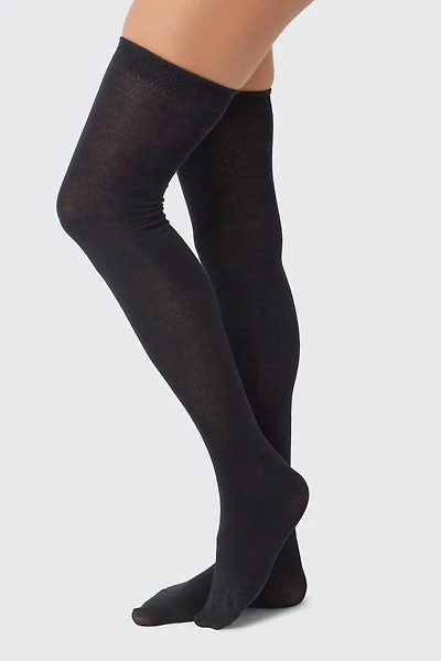 Ardene Bamboo Rayon Over-the-Knee Socks in Black | Polyester/Rayon/Spandex