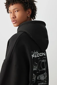 Ardene Man Graphic Hoodie For Men in Black | Size | Polyester/Cotton | Fleece-Lined