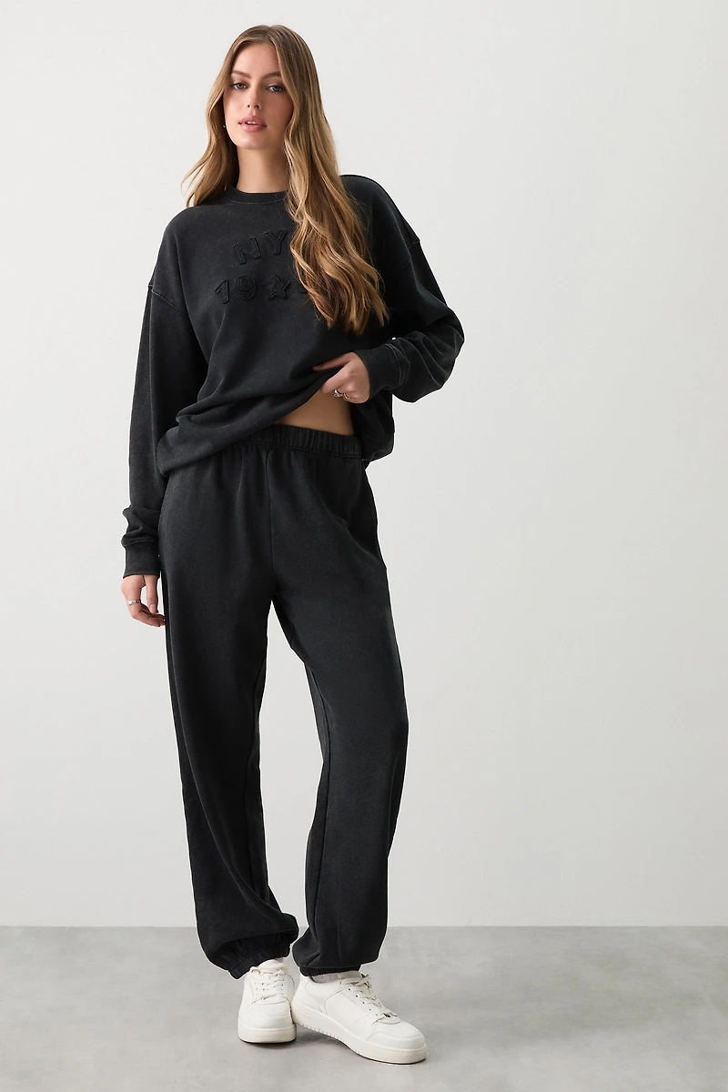 Ardene Mineral Washed Sweatpants in | Size | Polyester/Cotton | Fleece-Lined