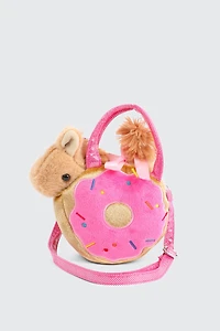 Ardene Kids Purse with Animal Plushie in Pink | Polyester