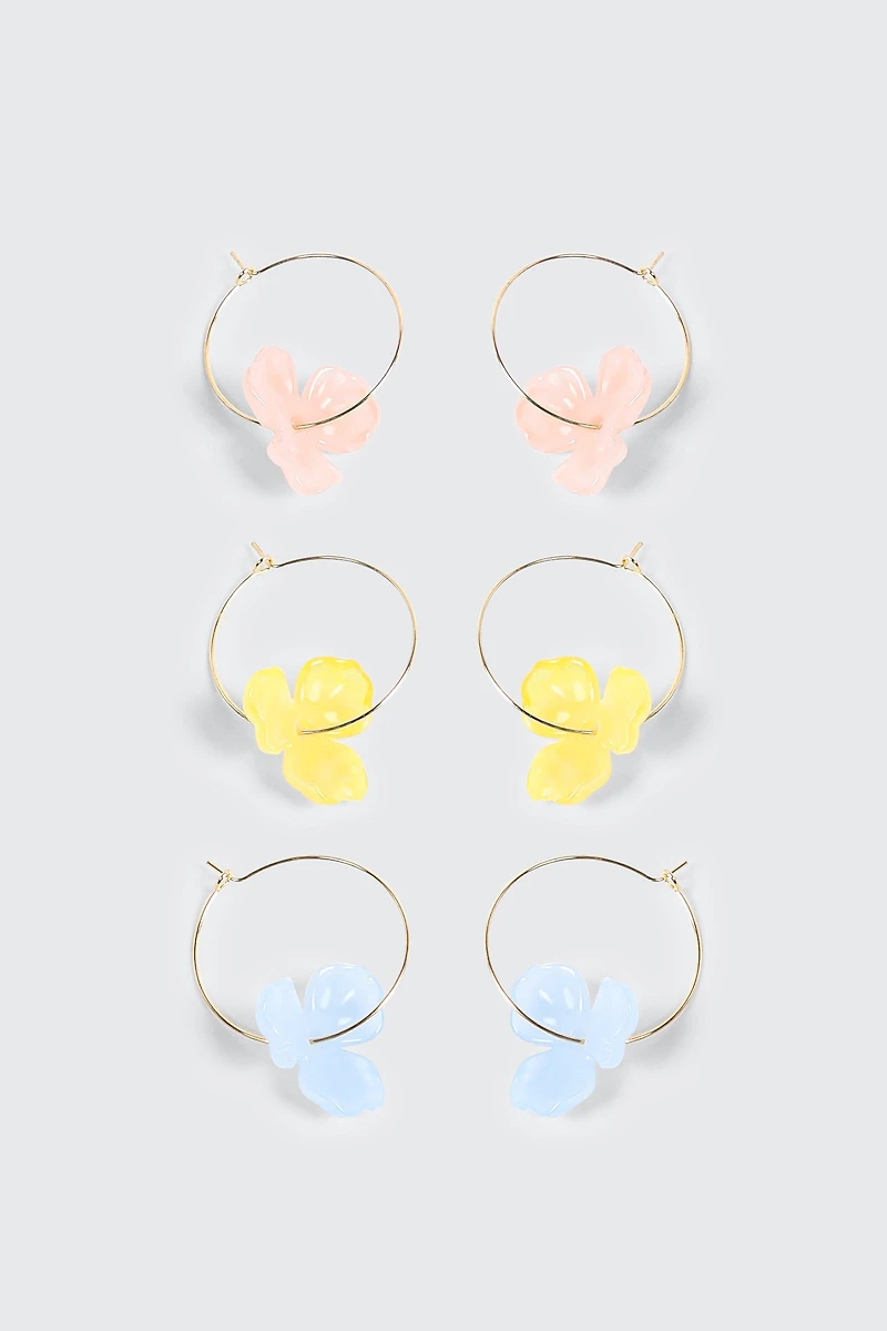 Lot de 3 paires d'anneaux hibiscus