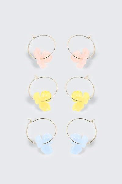 Lot de 3 paires d'anneaux hibiscus