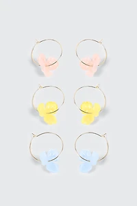 Lot de 3 paires d'anneaux hibiscus