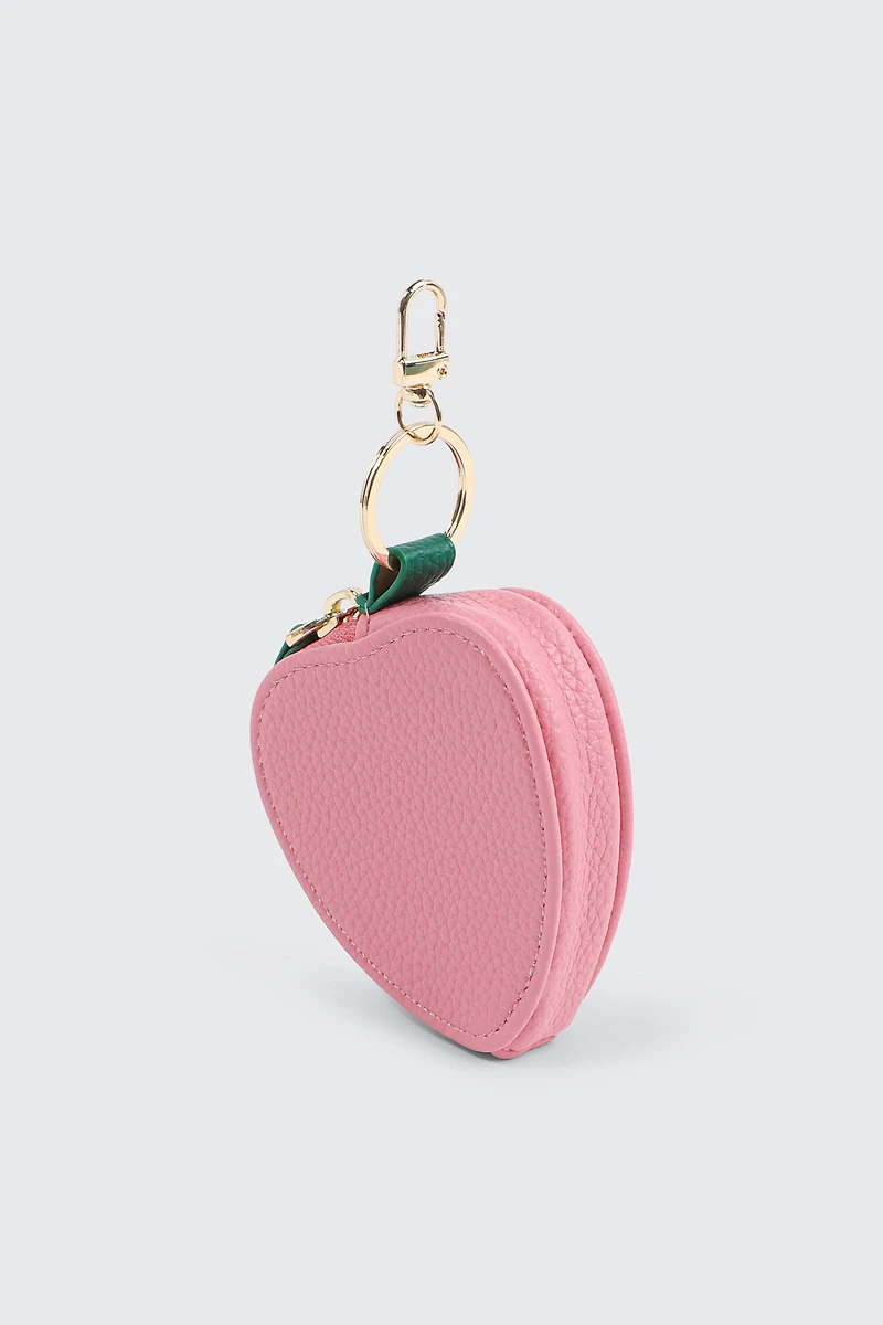 Porte-monnaie fraise avec mousqueton