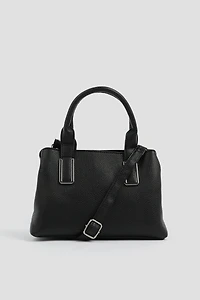 Ardene Tote Bag in Black | 100% Recycled Polyester/Faux Leather | Eco-Conscious