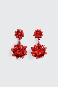 Ardene Gift Bow Earrings in Red | Stainless Steel