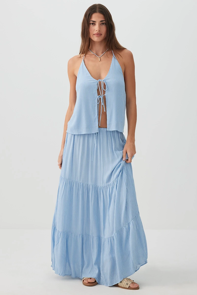 Camisole en tissu froissé nouée à l'avant