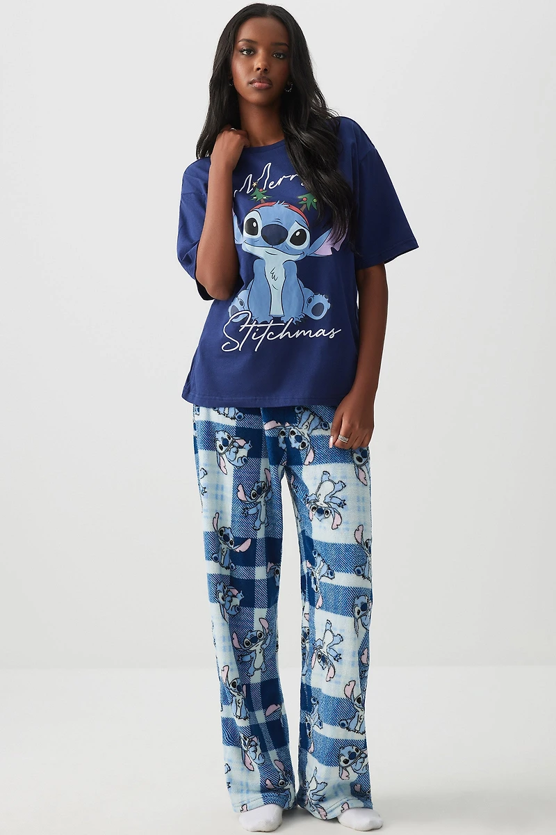 Ardene Plush Stitch PJ Pants in Dark Blue | Size | Polyester