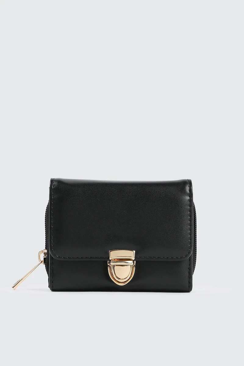 Ardene Small Accordion Wallet in Black | 100% Recycled Polyester/Faux Leather | Eco-Conscious