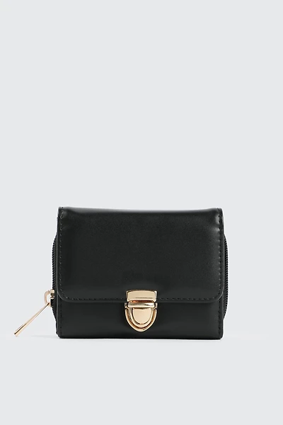 Ardene Small Accordion Wallet in Black | 100% Recycled Polyester/Faux Leather | Eco-Conscious
