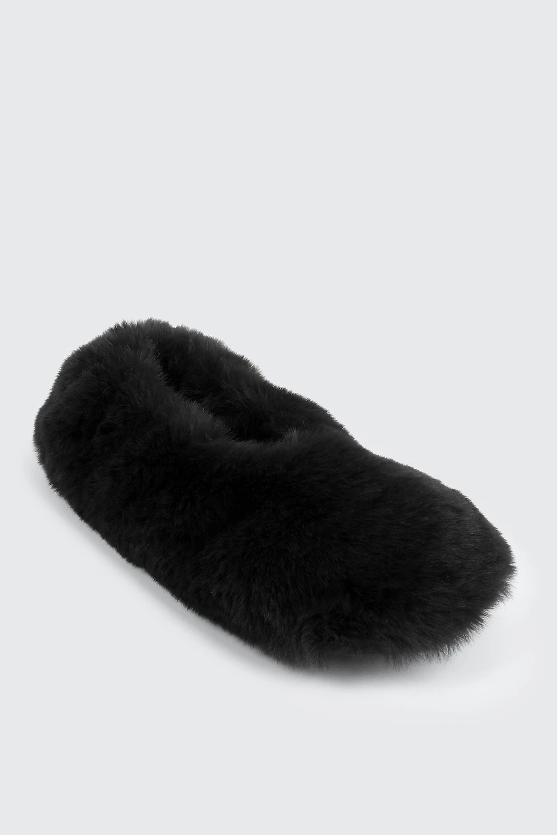 Ardene Faux Fur Slippers in Black | Size | Polyester