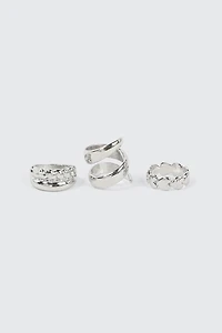 Ardene 3-Pack Twist & Heart Rings in Silver | Size
