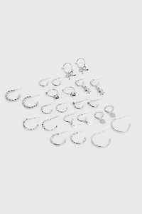 Ardene 12-Pack Charm Hoop Earrings in Silver | Stainless Steel