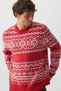 Ardene Man Family Holiday Sweater For Men in Red | Size | Polyester/Elastane