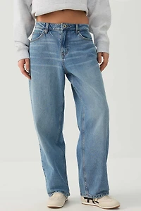 Ardene The Untamed Mid Rise Baggy Jean in Medium Blue | Size | 100% Cotton