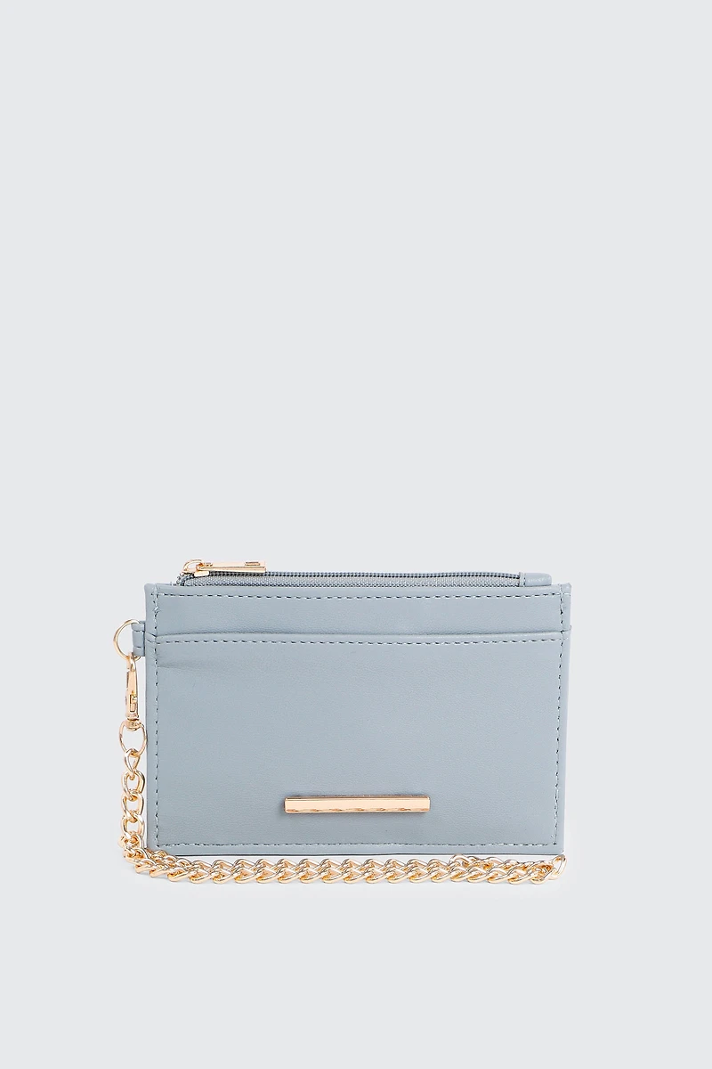 Ardene Faux Leather Cardholder in Medium Blue | Faux Leather/Polyester