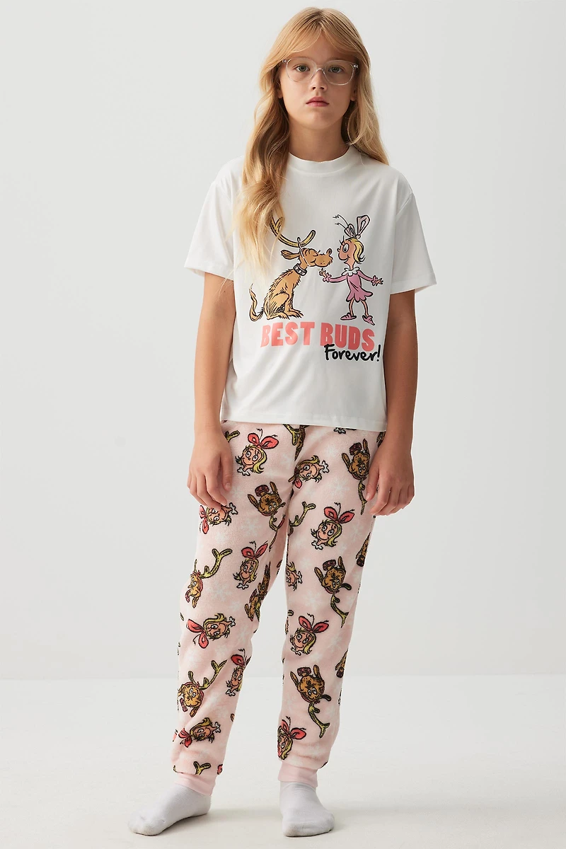 Ardene Kids Cindy Lou Plush PJ Joggers in Light Pink | Size | Polyester