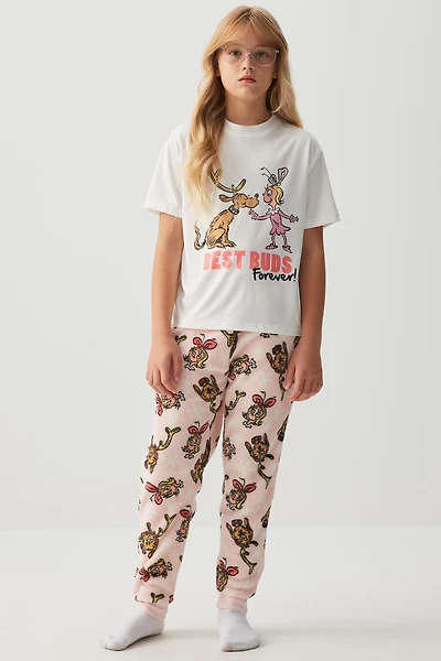 Ardene Kids Cindy Lou Plush PJ Joggers in Light Pink | Size | Polyester