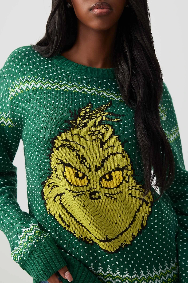 Ardene The Grinch Ugly Christmas Sweater in Dark Green | Size | 100% Acrylic