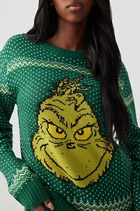 Ardene The Grinch Ugly Christmas Sweater in Dark Green | Size | 100% Acrylic