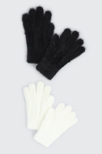 Ardene 2-Pack Super Soft Gloves | Polyester/Spandex