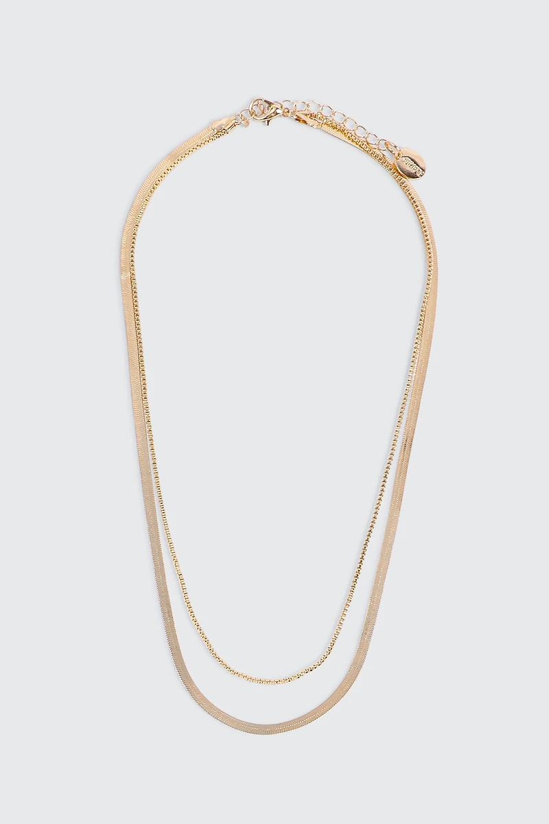 Ardene Two-Row Chain Necklace in Gold | Eco-Conscious | 100% Recycled