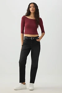 Ardene High Rise Slim Straight Jeans in | Size | Cotton/Elastane