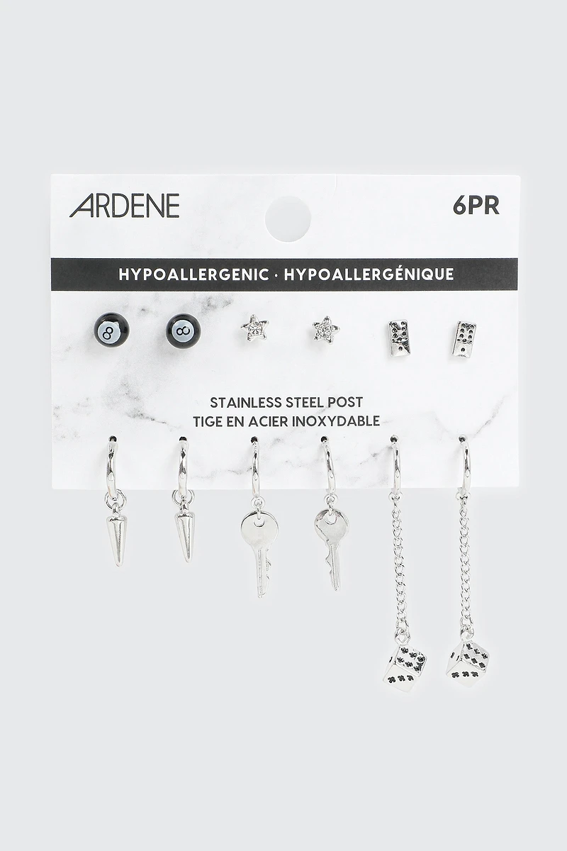 5 paires d'anneaux et de boucles d'oreilles
