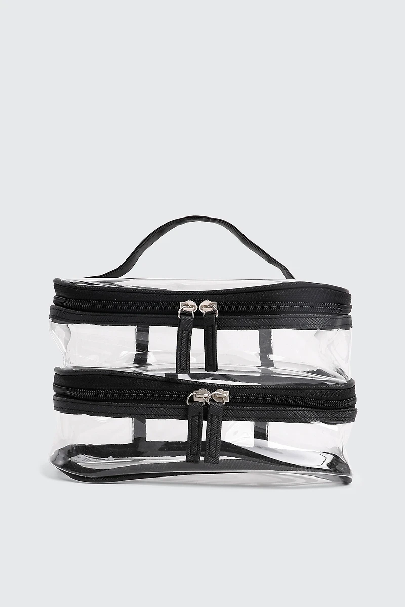 Ardene Double Deck Makeup Bag in Black