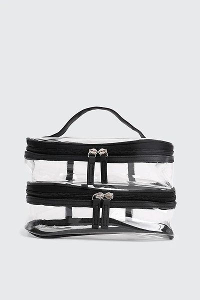 Ardene Double Deck Makeup Bag in Black