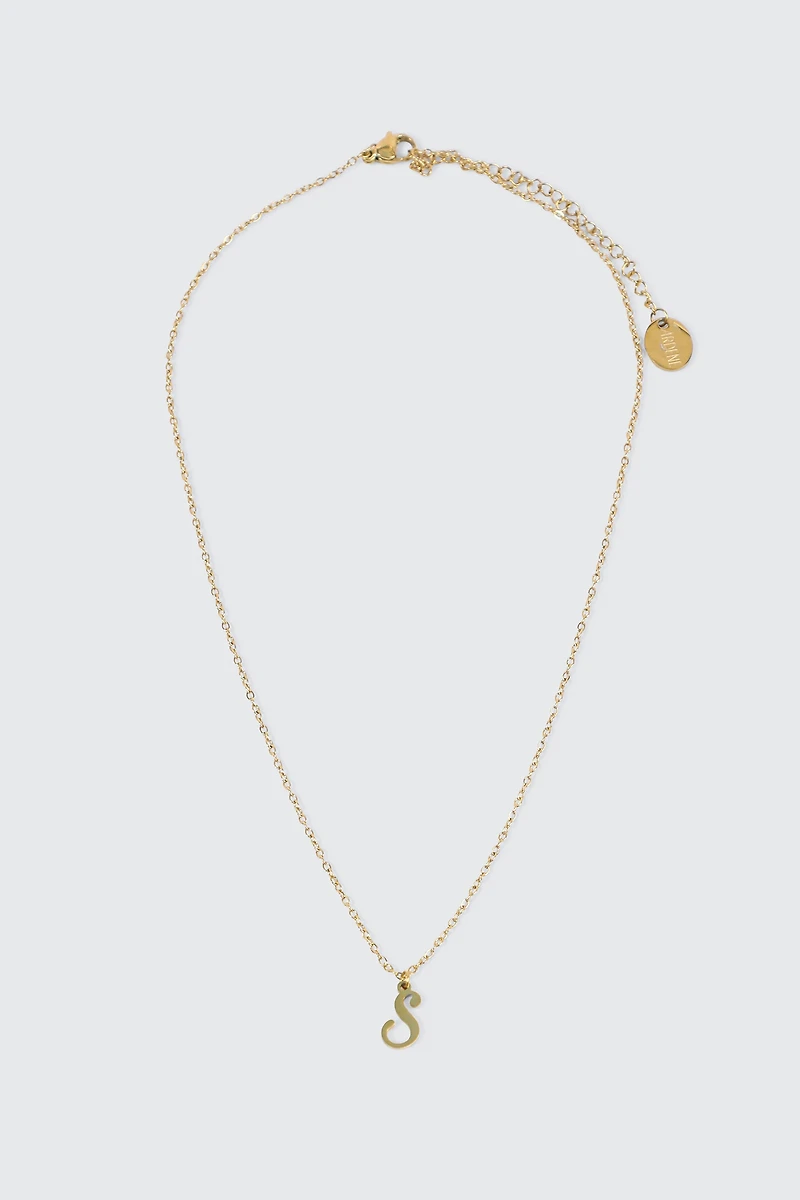 Collier initiale S plaqué or 14K