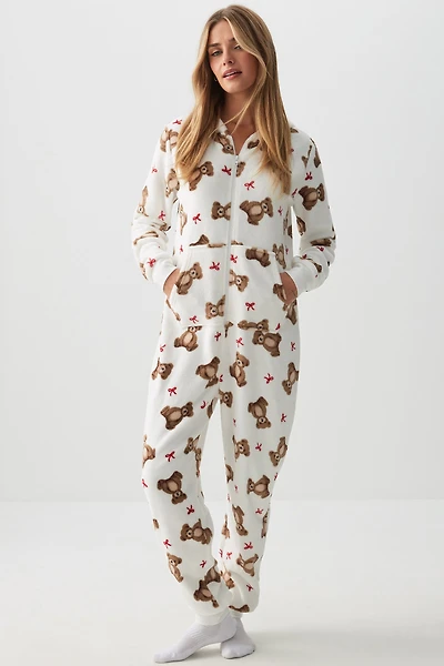 Ardene SUNDAYSOFT Onesie in White | Size | Polyester | Eco-Conscious