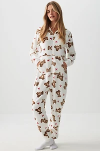 Ardene SUNDAYSOFT Onesie in White | Size | Polyester | Eco-Conscious