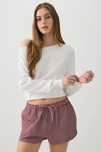 Ardene Low Rise Flowy Shorts in Burgundy | Size | Polyester/Cotton