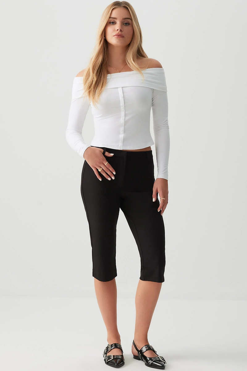 Haut boutonnée à encolure repliée