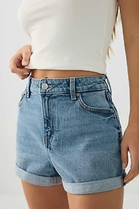 Short mom en denim à taille haute