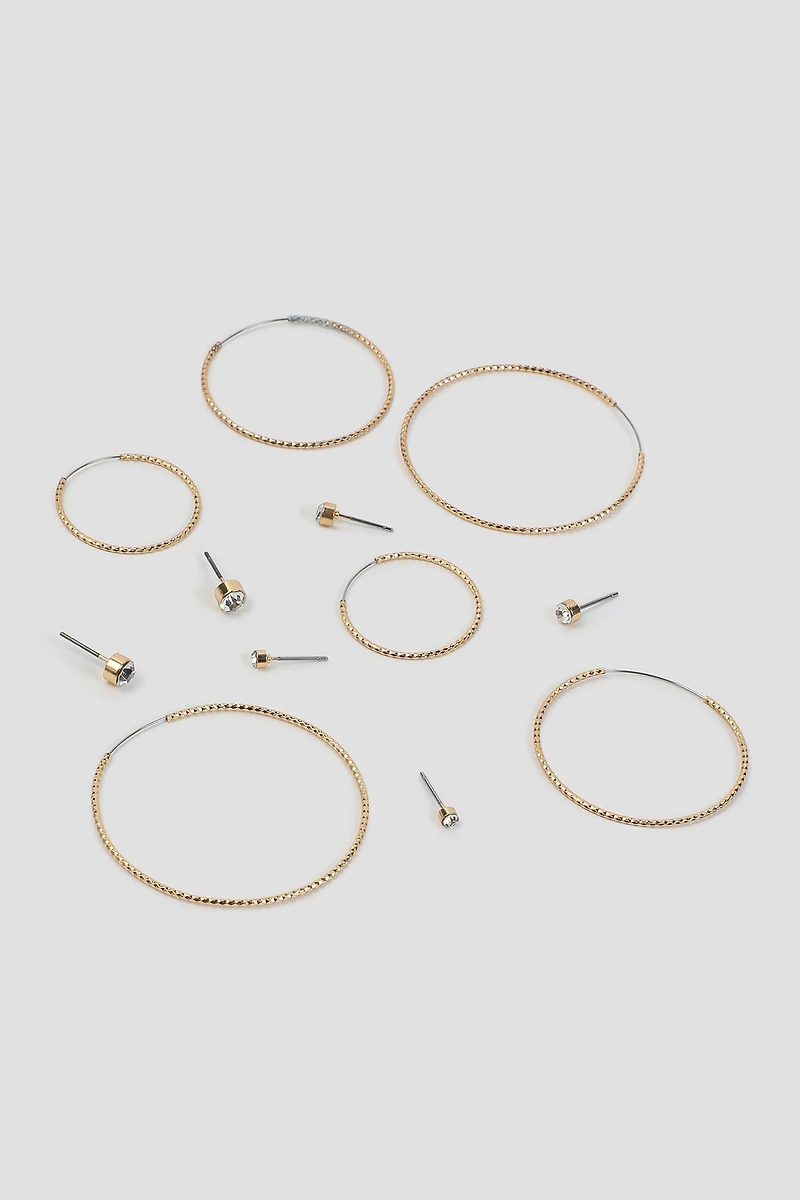 Ardene 6-Pack Stud & Hoop Earrings in Gold | Stainless Steel | Eco-Conscious