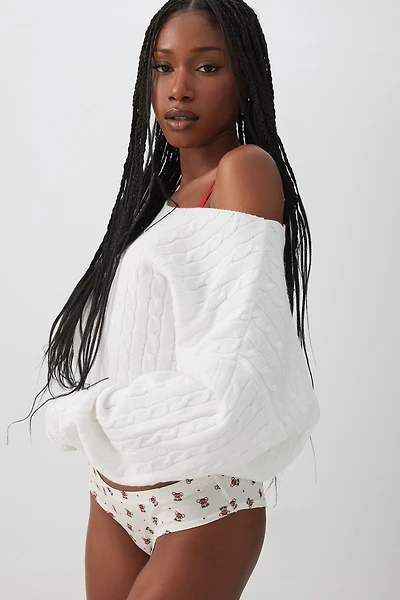 Chandail à épaules dénudées en tricot torsad