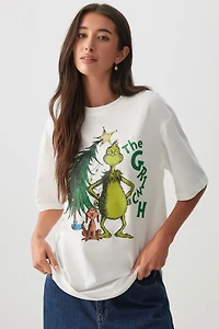 Ardene Oversized The Grinch T-Shirt in White | Size | 100% Cotton