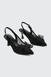 Escarpins en maille à bride arrière et boucle