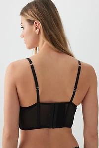Bustier pigeonnant en maille et dentelle luxe