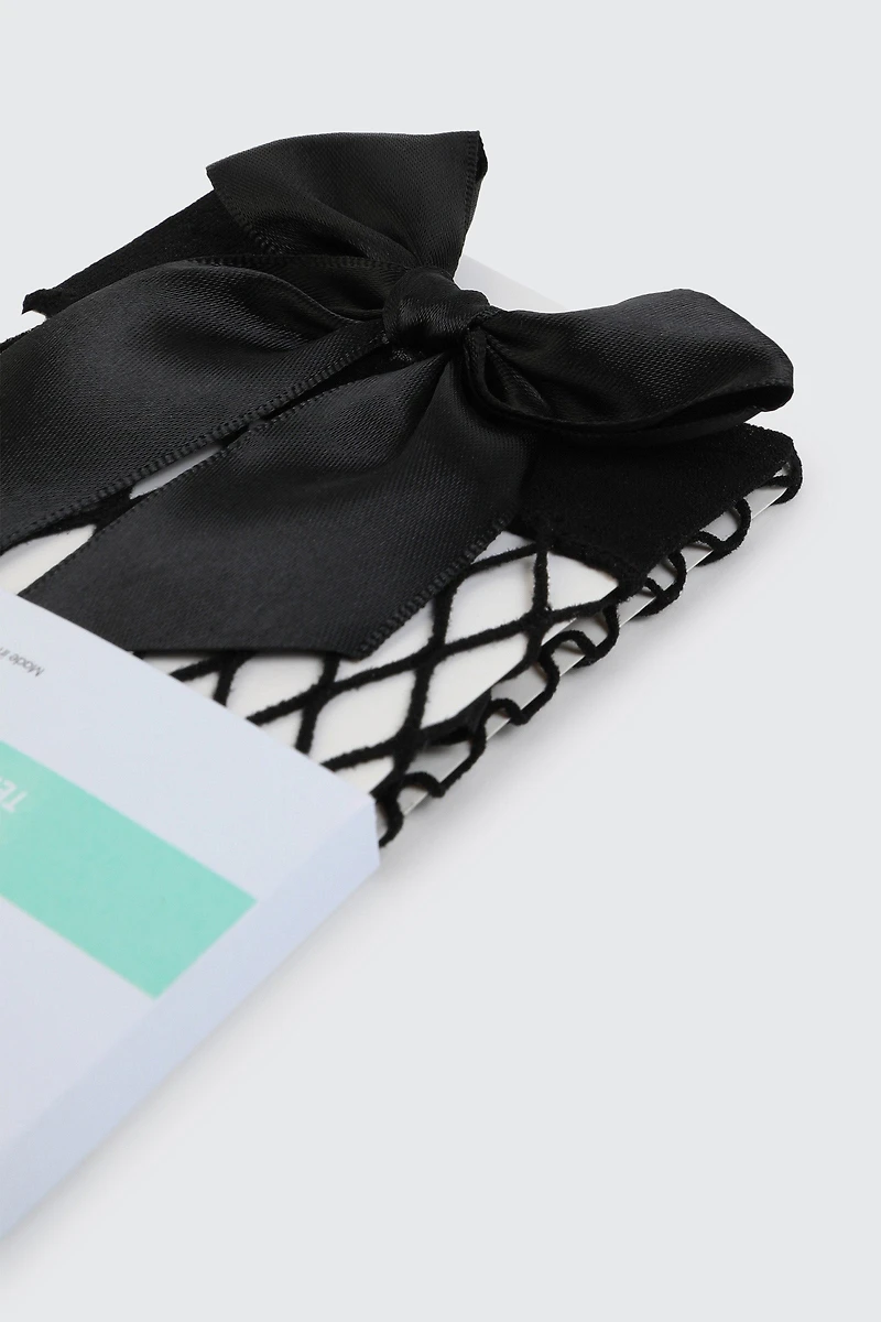 Chaussettes cuissardes résille à nœud